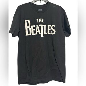 The Beatles Logo “Drop T” Black and White Unisex Band T-shirt Size Large